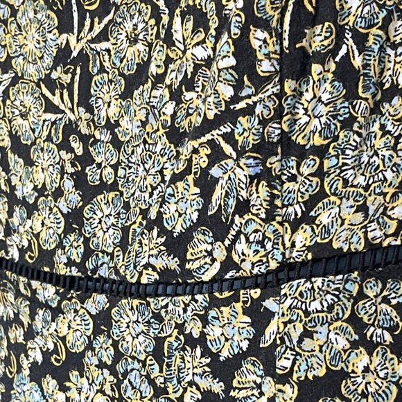 Free People Boheme Mini Dress Womens Size 4 Black Combo Long Sleeve Boho Ruffle - Picture 5 of 14